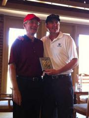 Red Team Captain Frank Mejia congratulated by Black Team Captain Tom Clement after the final match between the two teams